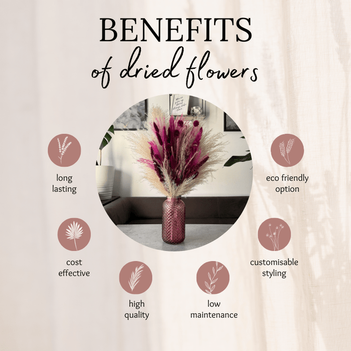 Gaia Dried Flower Arrangement In Natural, Berry Purple & Pink - Pampas Tallo