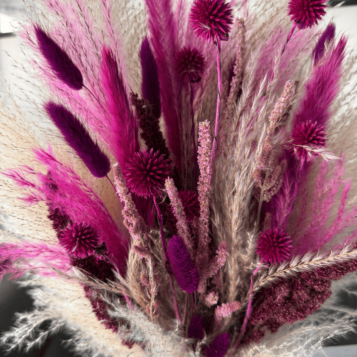 Gaia Dried Flower Arrangement In Natural, Berry Purple & Pink - Pampas Tallo