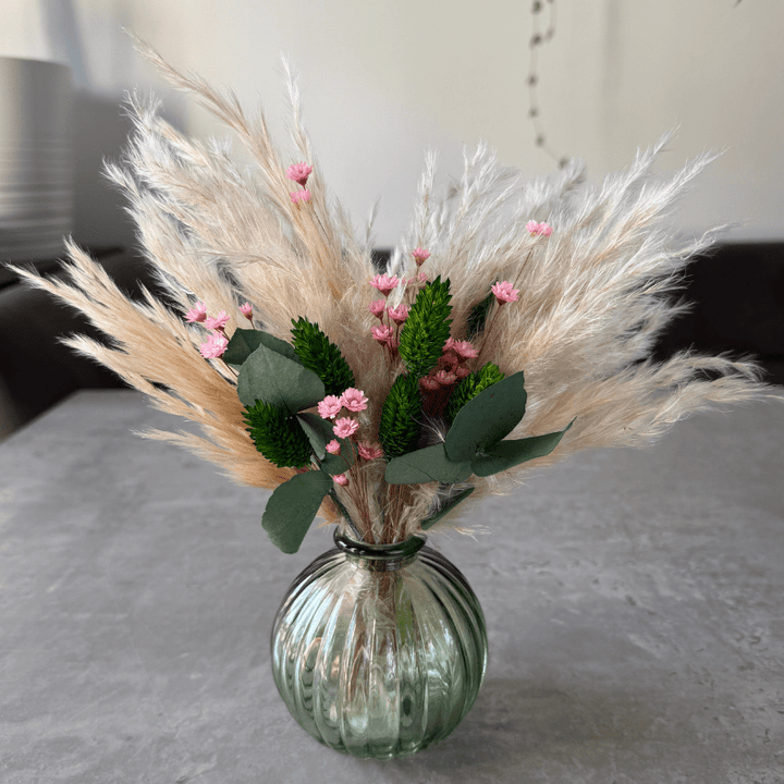 Harper Dried Flower Arrangement In Pink, Green & Cream - Pampas Tallo