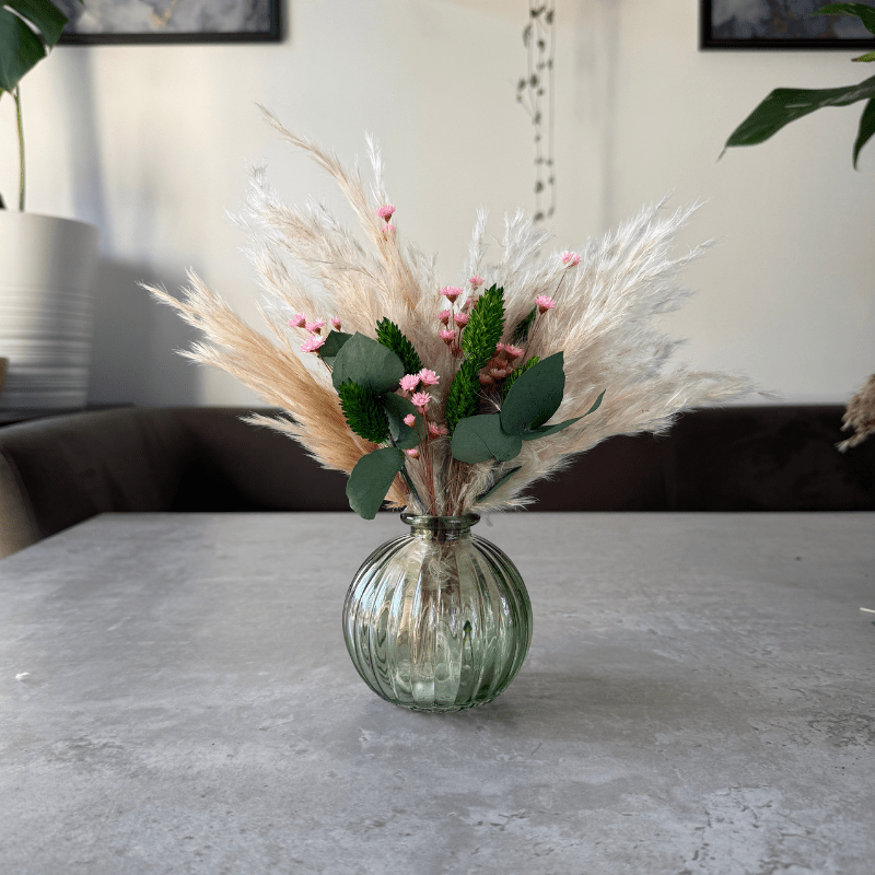 Harper Dried Flower Arrangement In Pink, Green & Cream - Pampas Tallo