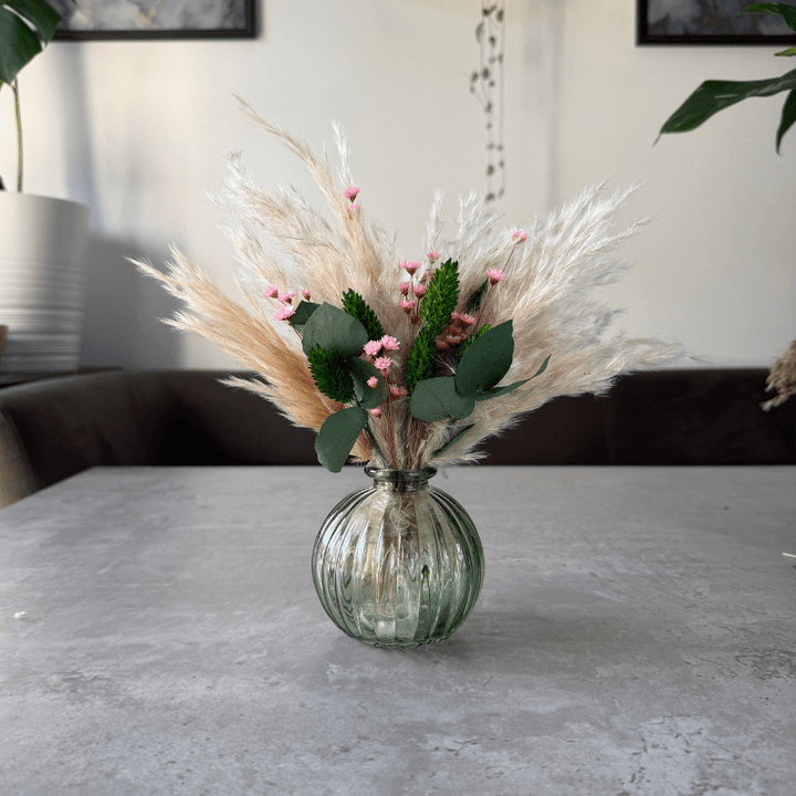 Harper Dried Flower Arrangement In Pink, Green & Cream - Pampas Tallo