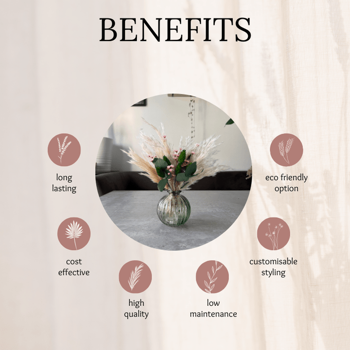 Harper Dried Flower Arrangement In Pink, Green & Cream - Pampas Tallo