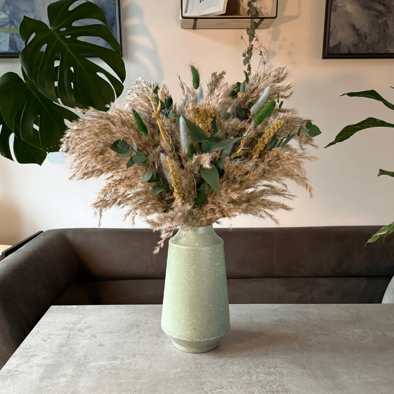Havana Dried Flower Arrangement In Natural, Green & Blue - Pampas Tallo