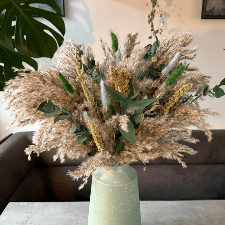 Havana Dried Flower Arrangement In Natural, Green & Blue - Pampas Tallo