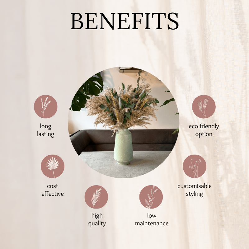 Havana Dried Flower Arrangement In Natural, Green & Blue - Pampas Tallo