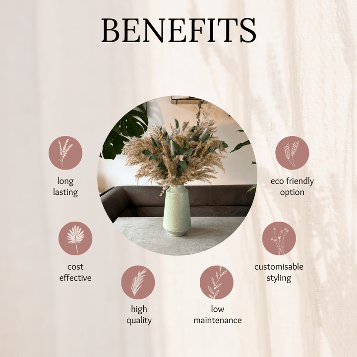 Havana Dried Flower Arrangement In Natural, Green & Blue - Pampas Tallo