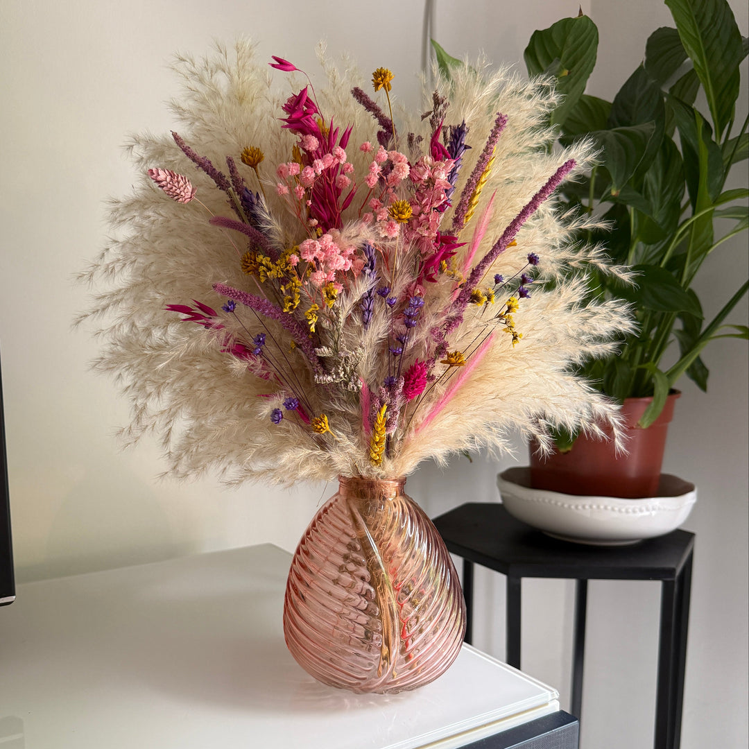 Indie Dried Flower Arrangement | Pink, Purple &amp; Yellow - Pampas Tallo
