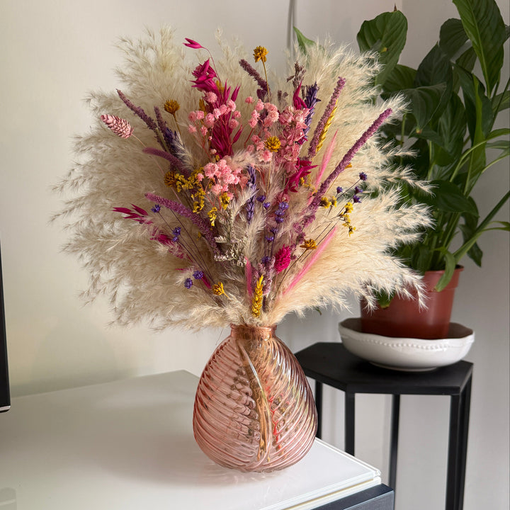 Indie Dried Flower Arrangement | Pink, Purple &amp; Yellow - Pampas Tallo