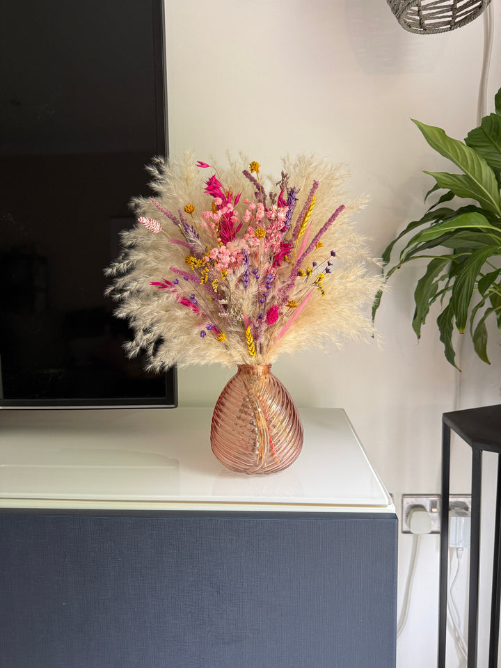Indie Dried Flower Arrangement | Pink, Purple &amp; Yellow - Pampas Tallo
