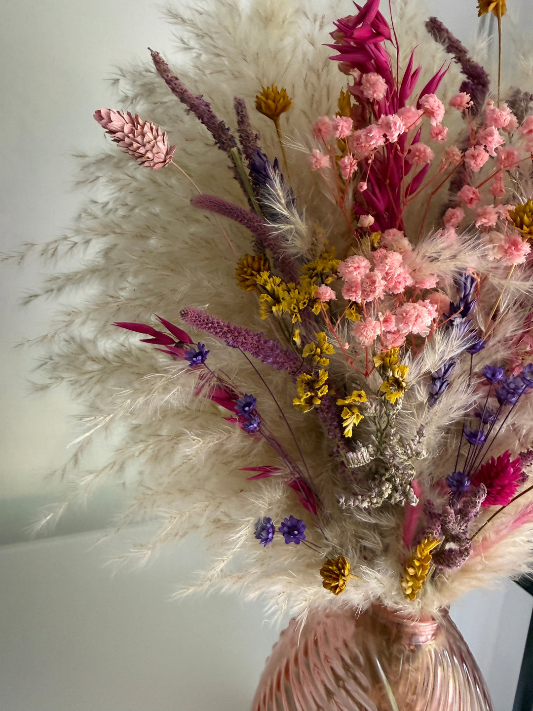 Indie Dried Flower Arrangement | Pink, Purple &amp; Yellow - Pampas Tallo