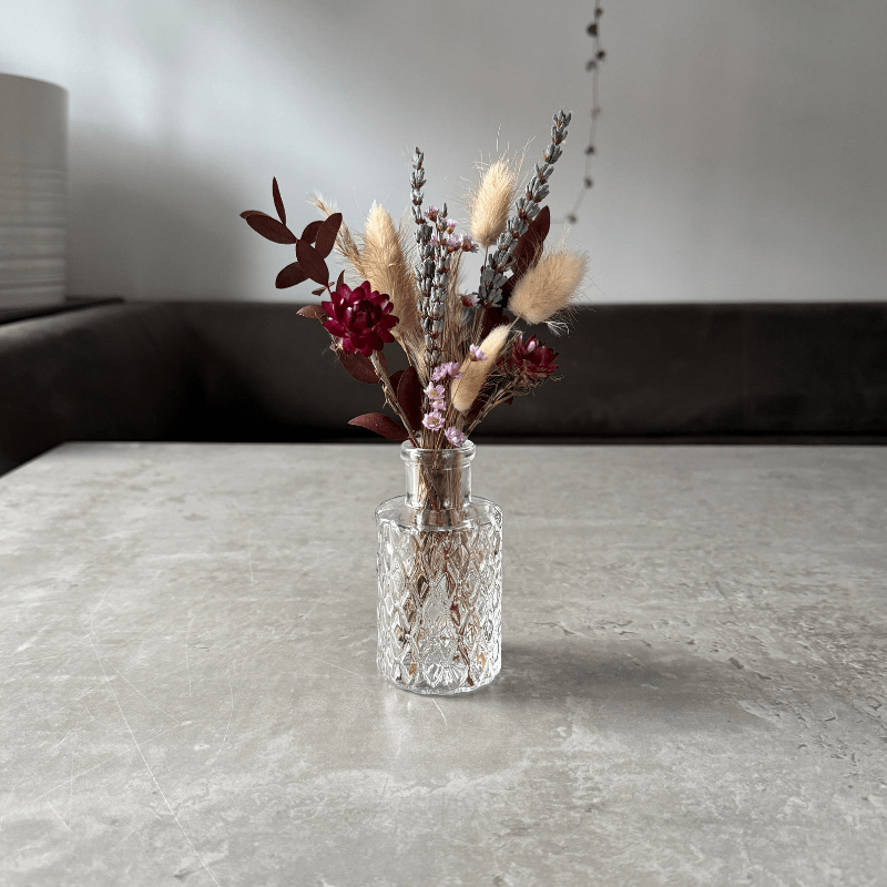 Iris Dried Flower Arrangement In Natural, Purple & Burgundy - Pampas Tallo