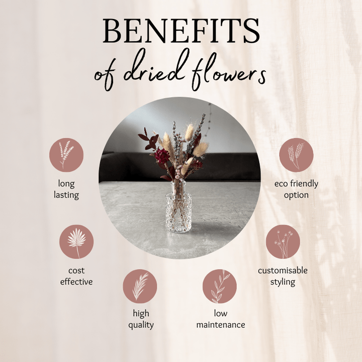 Iris Dried Flower Arrangement In Natural, Purple & Burgundy - Pampas Tallo