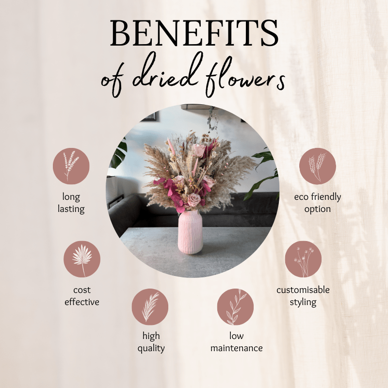 Jane Dried Flower Arrangement In Natural, Pink & Cream - Pampas Tallo