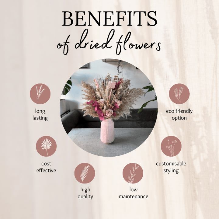 Jane Dried Flower Arrangement In Natural, Pink & Cream - Pampas Tallo