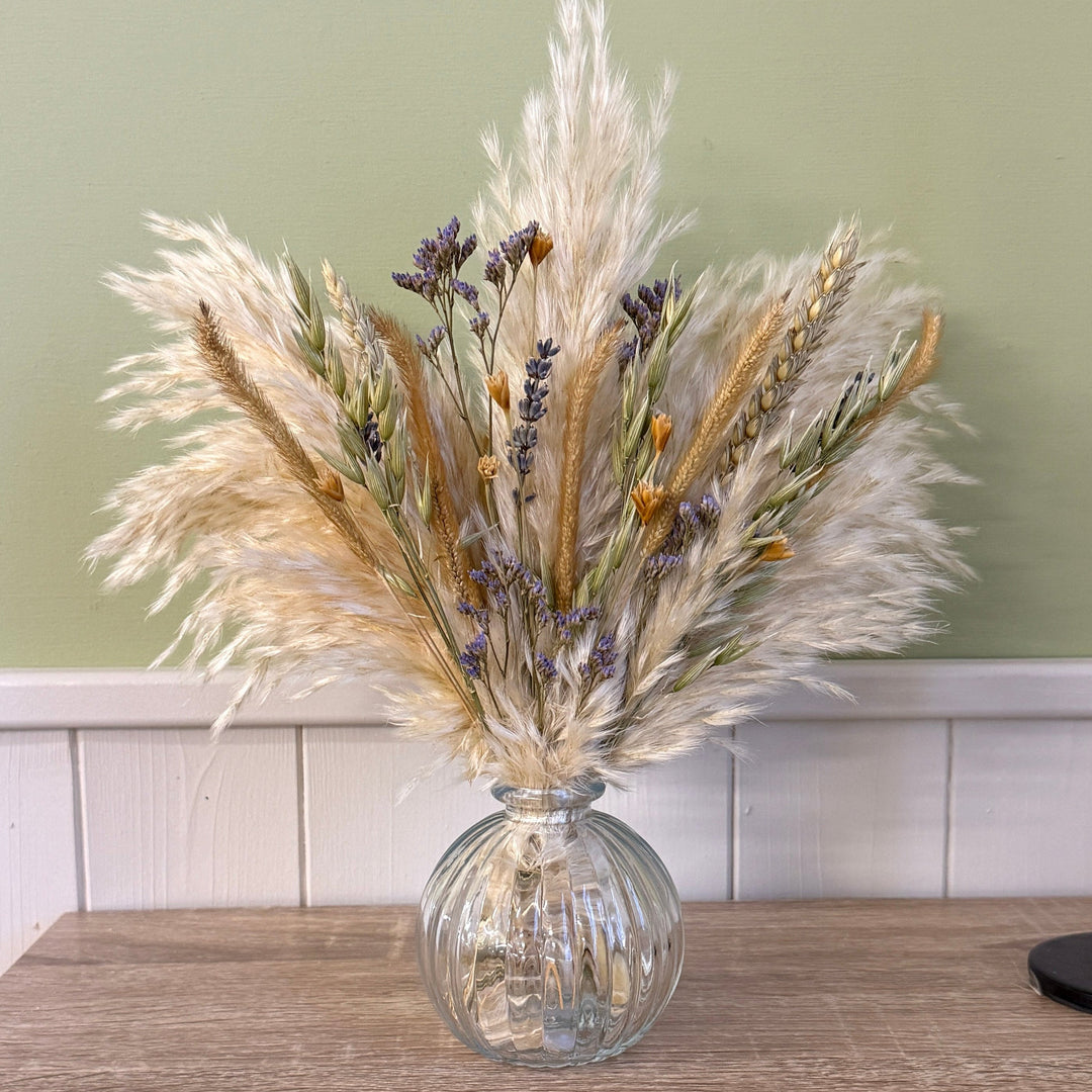 Janet Dried Flower Arrangement | Natural, Green &amp; Purple - Pampas Tallo