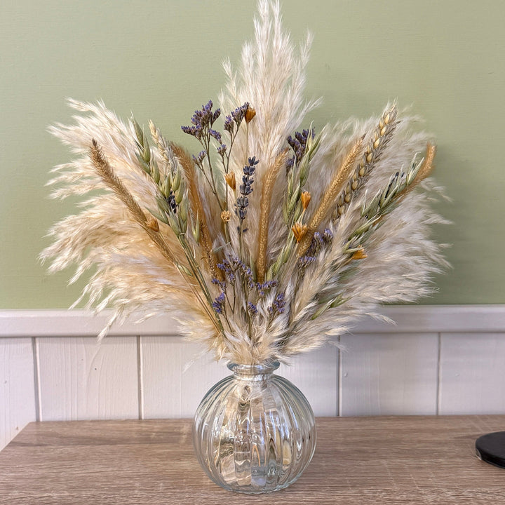 Janet Dried Flower Arrangement | Natural, Green &amp; Purple - Pampas Tallo