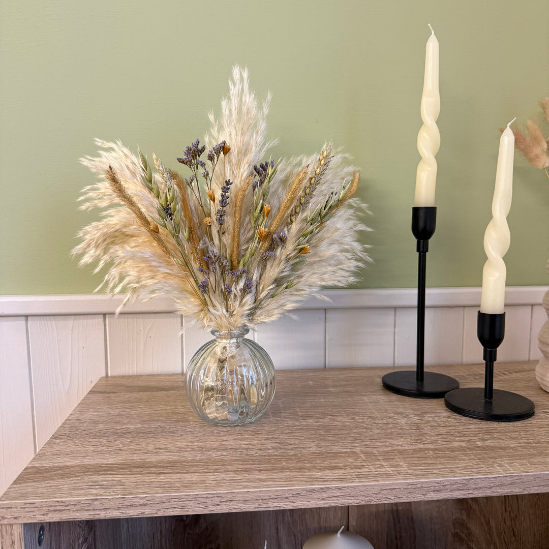 Janet Dried Flower Arrangement | Natural, Green &amp; Purple - Pampas Tallo