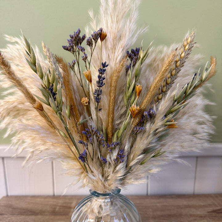 Janet Dried Flower Arrangement | Natural, Green &amp; Purple - Pampas Tallo