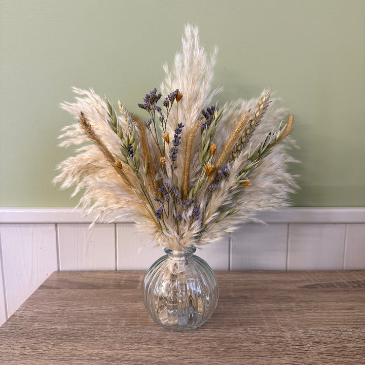 Janet Dried Flower Arrangement | Natural, Green &amp; Purple - Pampas Tallo