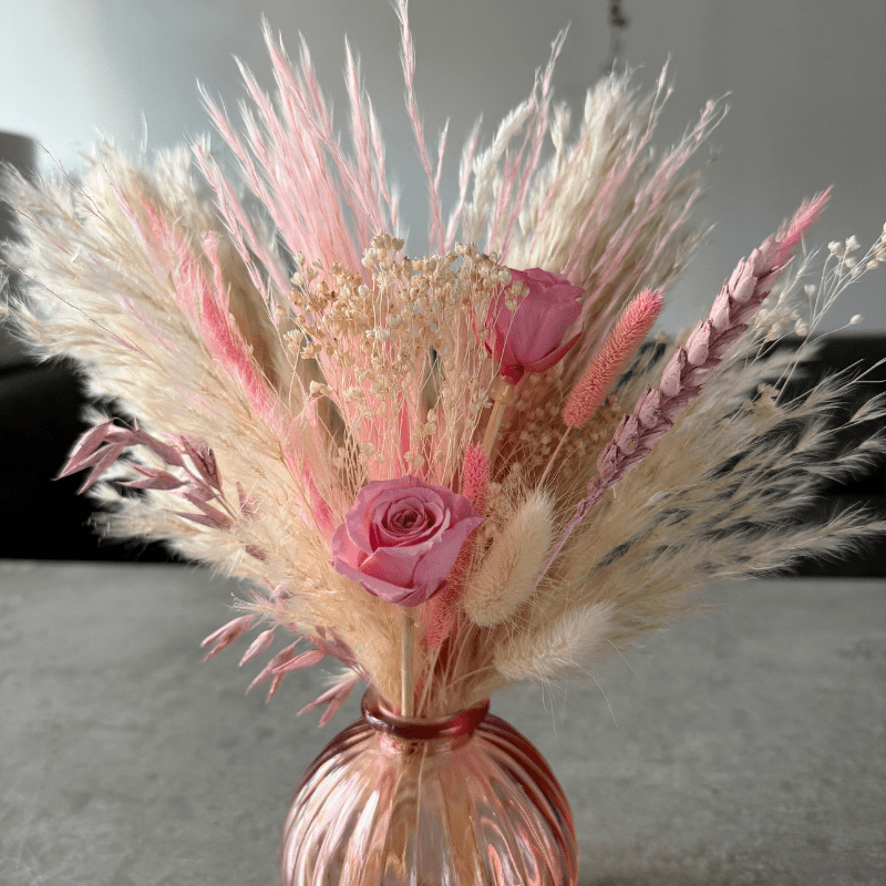 Jaya Dried Flower Arrangement In Pink & Cream - Pampas Tallo