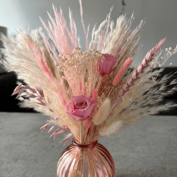 Jaya Dried Flower Arrangement In Pink & Cream - Pampas Tallo