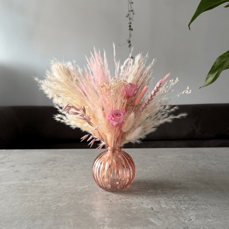 Jaya Dried Flower Arrangement In Pink & Cream - Pampas Tallo