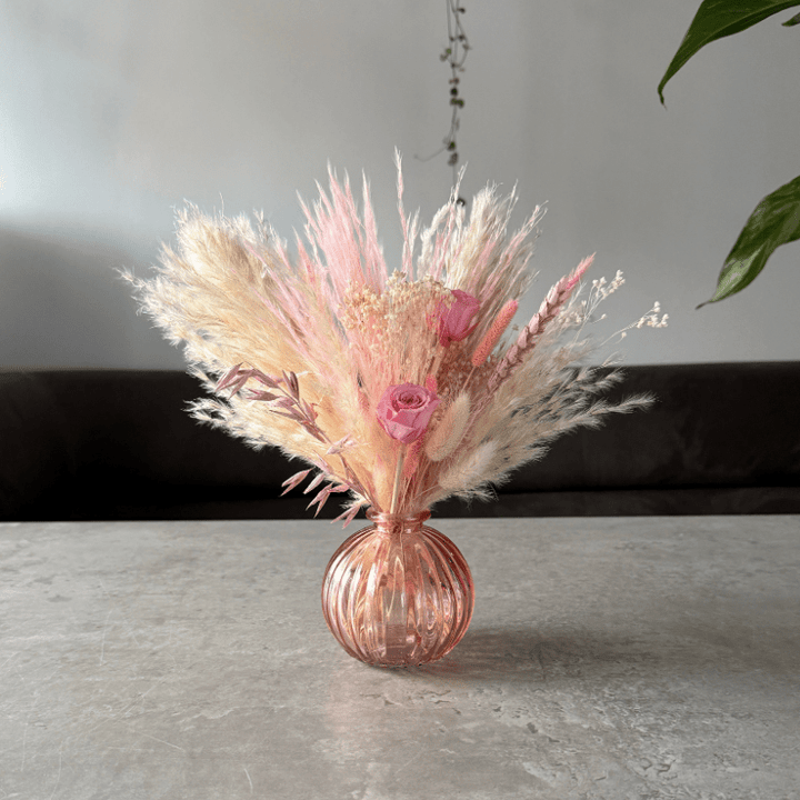 Jaya Dried Flower Arrangement In Pink & Cream - Pampas Tallo