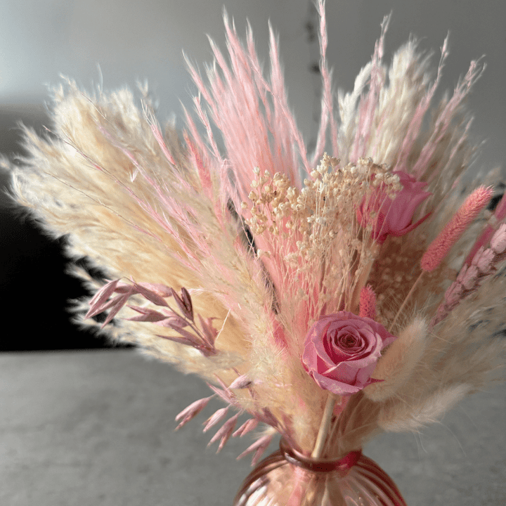 Jaya Dried Flower Arrangement In Pink & Cream - Pampas Tallo