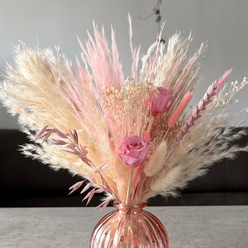 Jaya Dried Flower Arrangement In Pink & Cream - Pampas Tallo