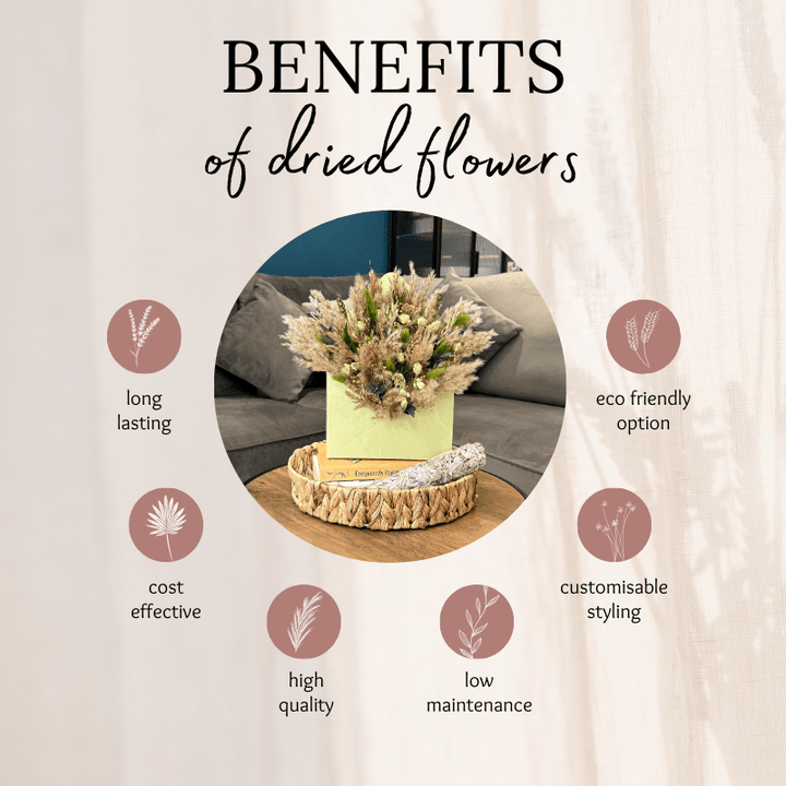 Joyce Envelope Dried Flower Box In Natural & Green - Pampas Tallo