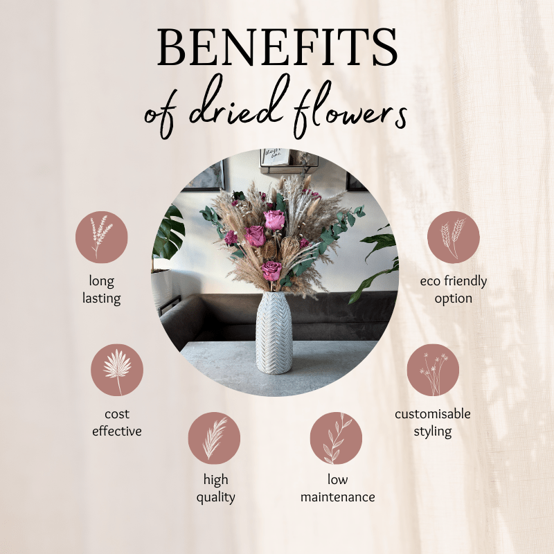 Juliet Dried Flower Arrangement In Natural, Pink & Eucalyptus - Pampas Tallo