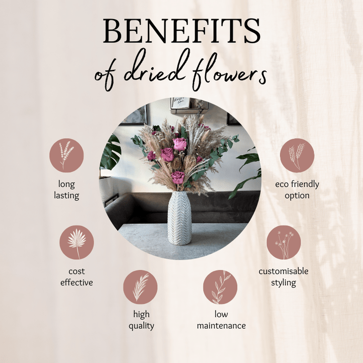 Juliet Dried Flower Arrangement In Natural, Pink & Eucalyptus - Pampas Tallo