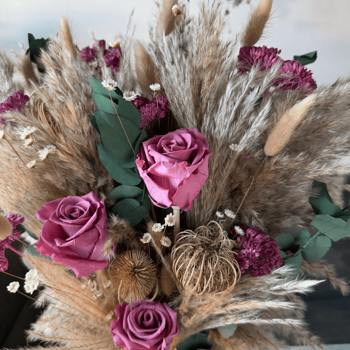 Juliet Dried Flower Arrangement In Natural, Pink & Eucalyptus - Pampas Tallo
