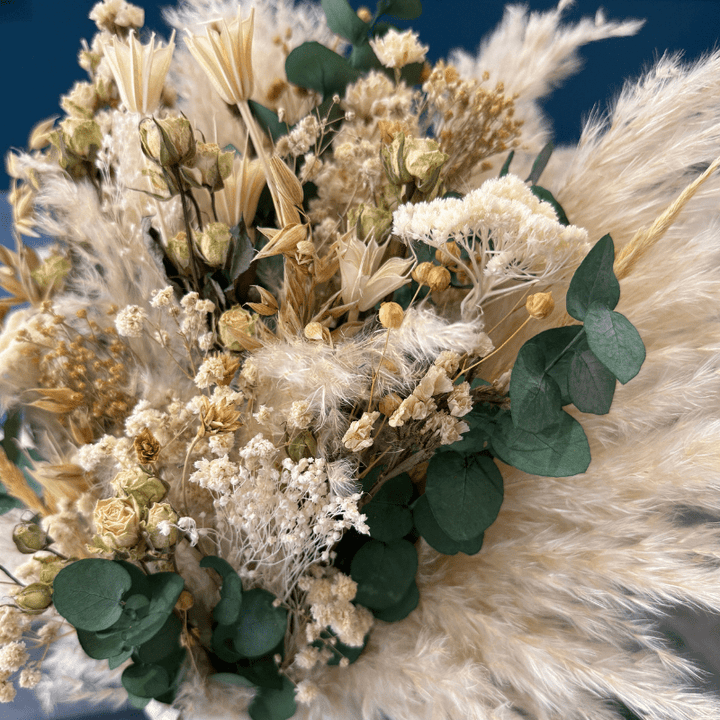 Kaira Dried Flower Arrangement in Cream, Green & Natural - Pampas Tallo