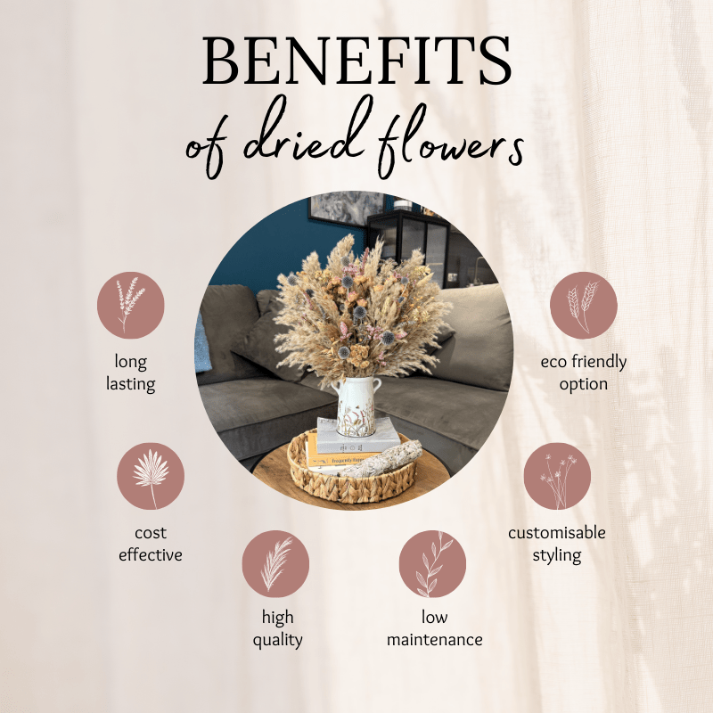 Lacey Dried Flower Arrangement In Natural, Pink, Purple & Yellow - Pampas Tallo