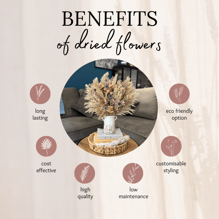 Lacey Dried Flower Arrangement In Natural, Pink, Purple & Yellow - Pampas Tallo