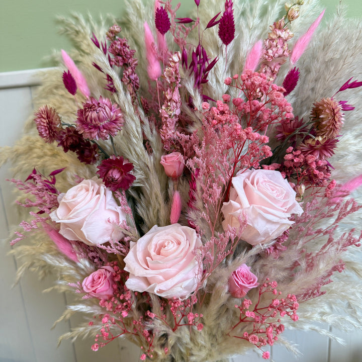 Laila Dried Flower Arrangement | Pink &amp; Cream - Pampas Tallo