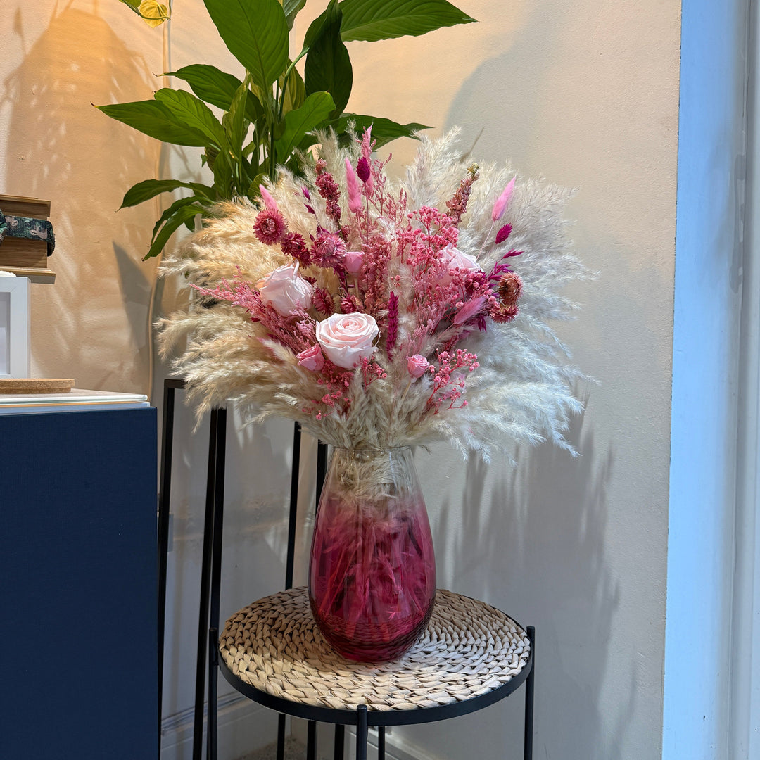Laila Dried Flower Arrangement | Pink &amp; Cream - Pampas Tallo
