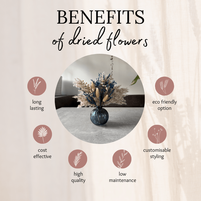 Latisha Dried Flower Arrangement In Natural & Navy - Pampas Tallo