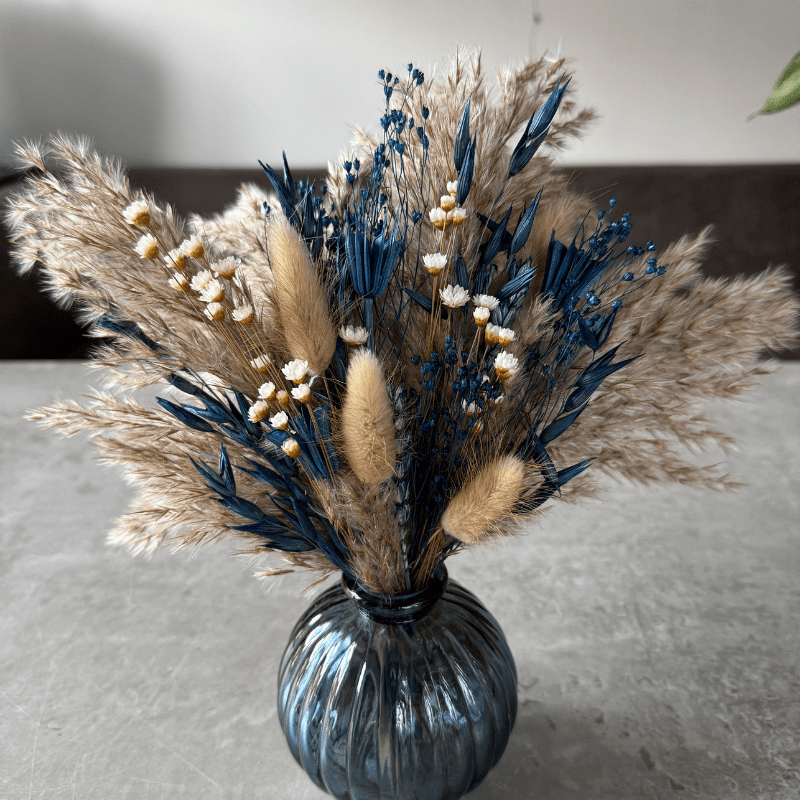 Latisha Dried Flower Arrangement In Natural & Navy - Pampas Tallo