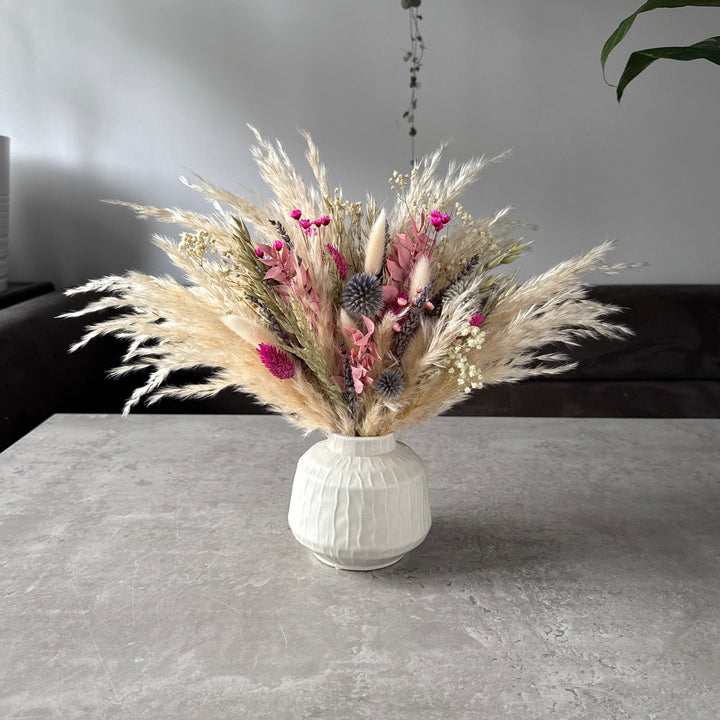 Lolita Dried Flower Arrangement | Cream, Pink, Purple &amp; Green - Pampas Tallo