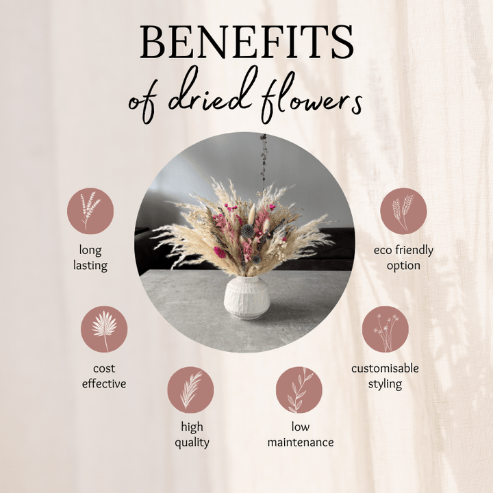 Lolita Dried Flower Arrangement In Cream, Pink, Purple & Green - Pampas Tallo