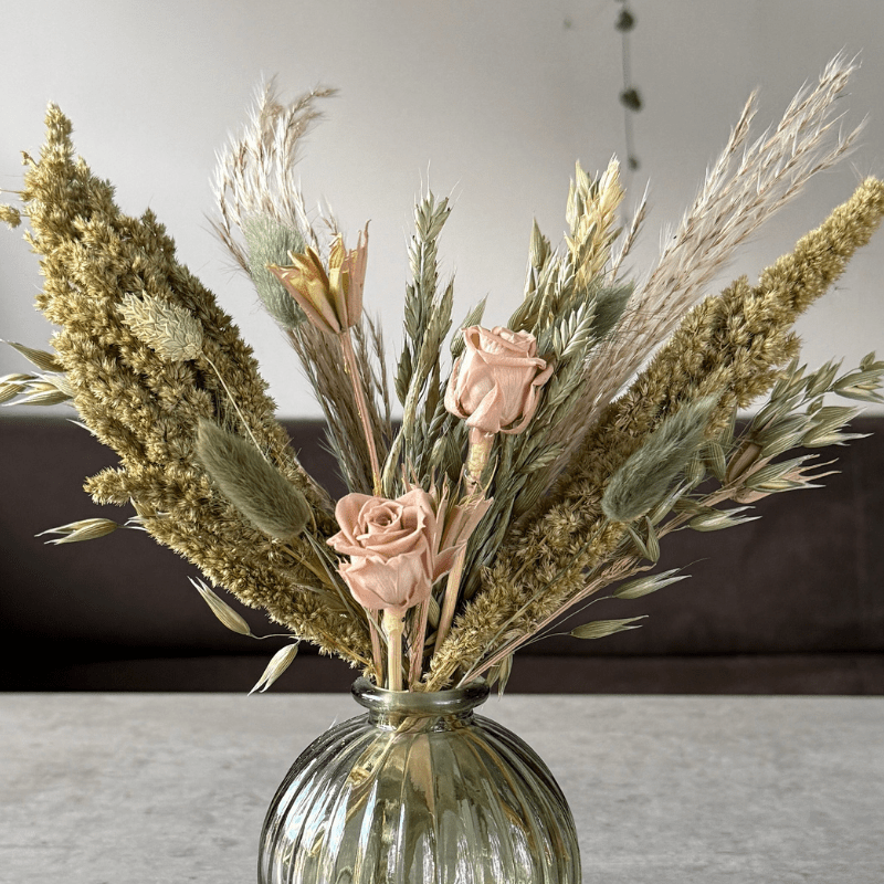 Lyra Dried Flower Arrangement Natural, Green & Nude - Pampas Tallo