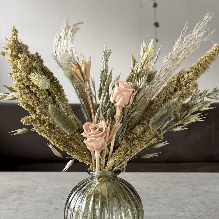 Lyra Dried Flower Arrangement Natural, Green & Nude - Pampas Tallo