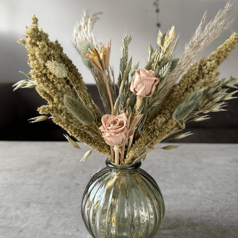 Lyra Dried Flower Arrangement Natural, Green & Nude - Pampas Tallo