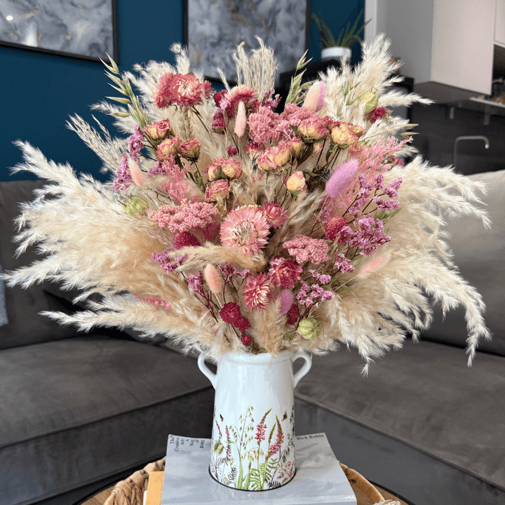 Mabel Dried Flower Arrangement In Pink, Peach, Lilac, Cream & Green - Pampas Tallo