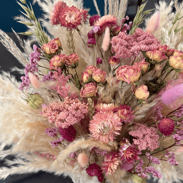 Mabel Dried Flower Arrangement In Pink, Peach, Lilac, Cream & Green - Pampas Tallo