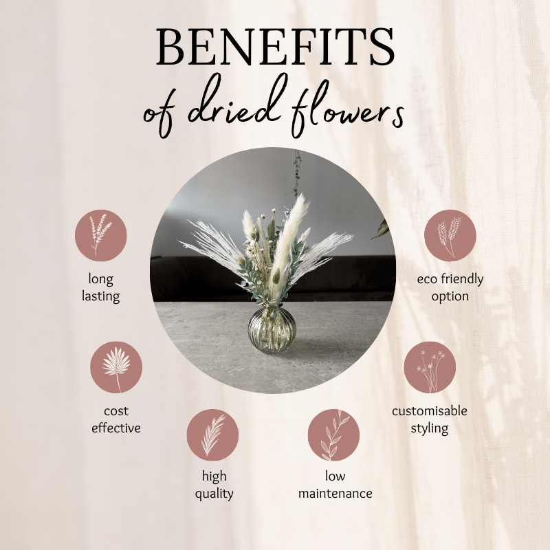 Mairi Dried Flower Arrangement In White & Green - Pampas Tallo