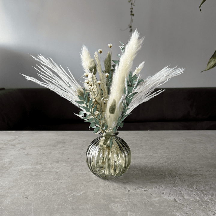Mairi Dried Flower Arrangement In White & Green - Pampas Tallo