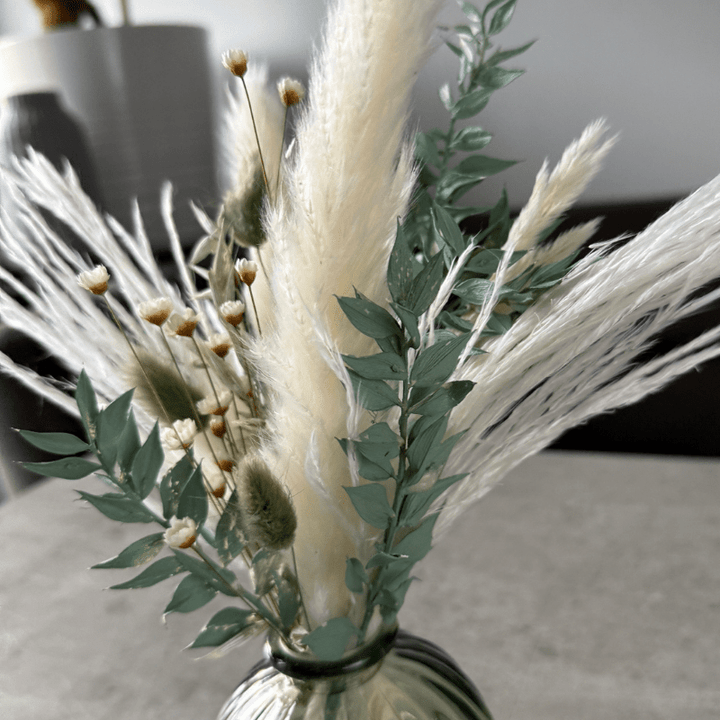 Mairi Dried Flower Arrangement In White & Green - Pampas Tallo
